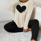 Elegant Heart Loungewear Set - Cozy Minimalist Design