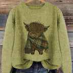 Chic Animal Print Round Neck Blouse