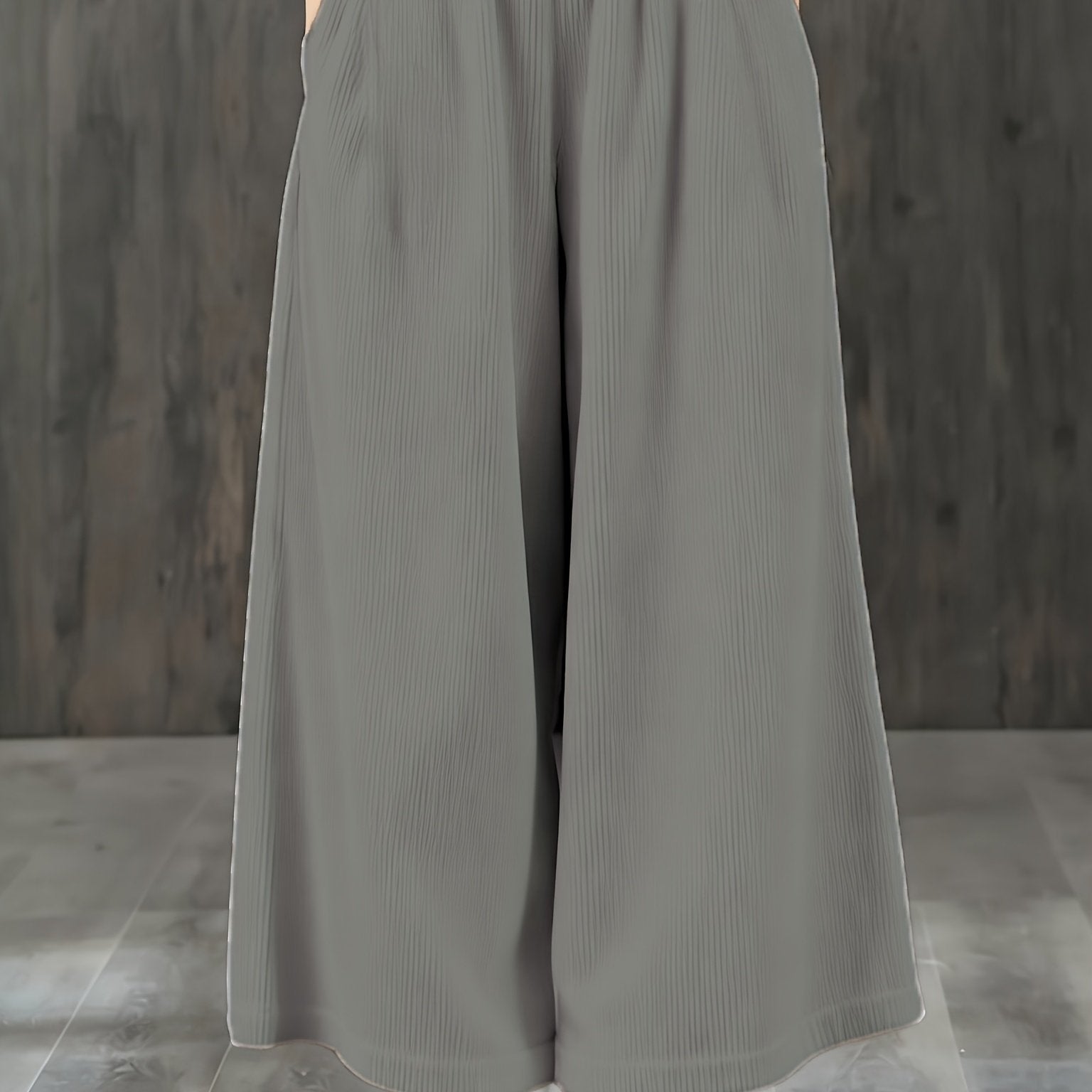 Wide-Leg Corduroy Pants with Elastic Waist and Pockets