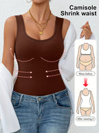 Vest de Controle Abdominal Feminino, Roupa Íntima Sem Mangas Confortável para Modelagem e Cintura Ajustada em Treinos
