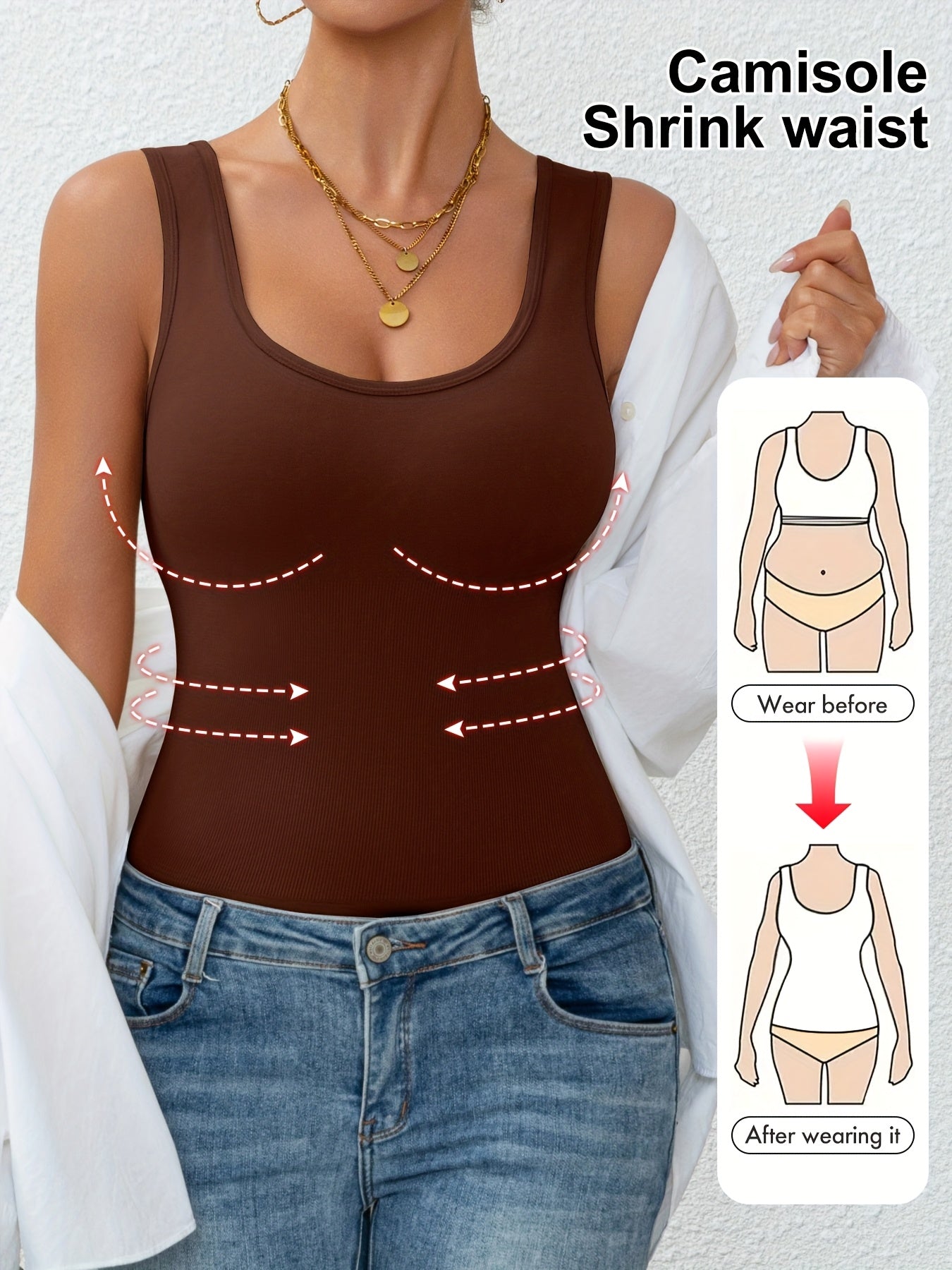 Vest de Controle Abdominal Feminino, Roupa Íntima Sem Mangas Confortável para Modelagem e Cintura Ajustada em Treinos