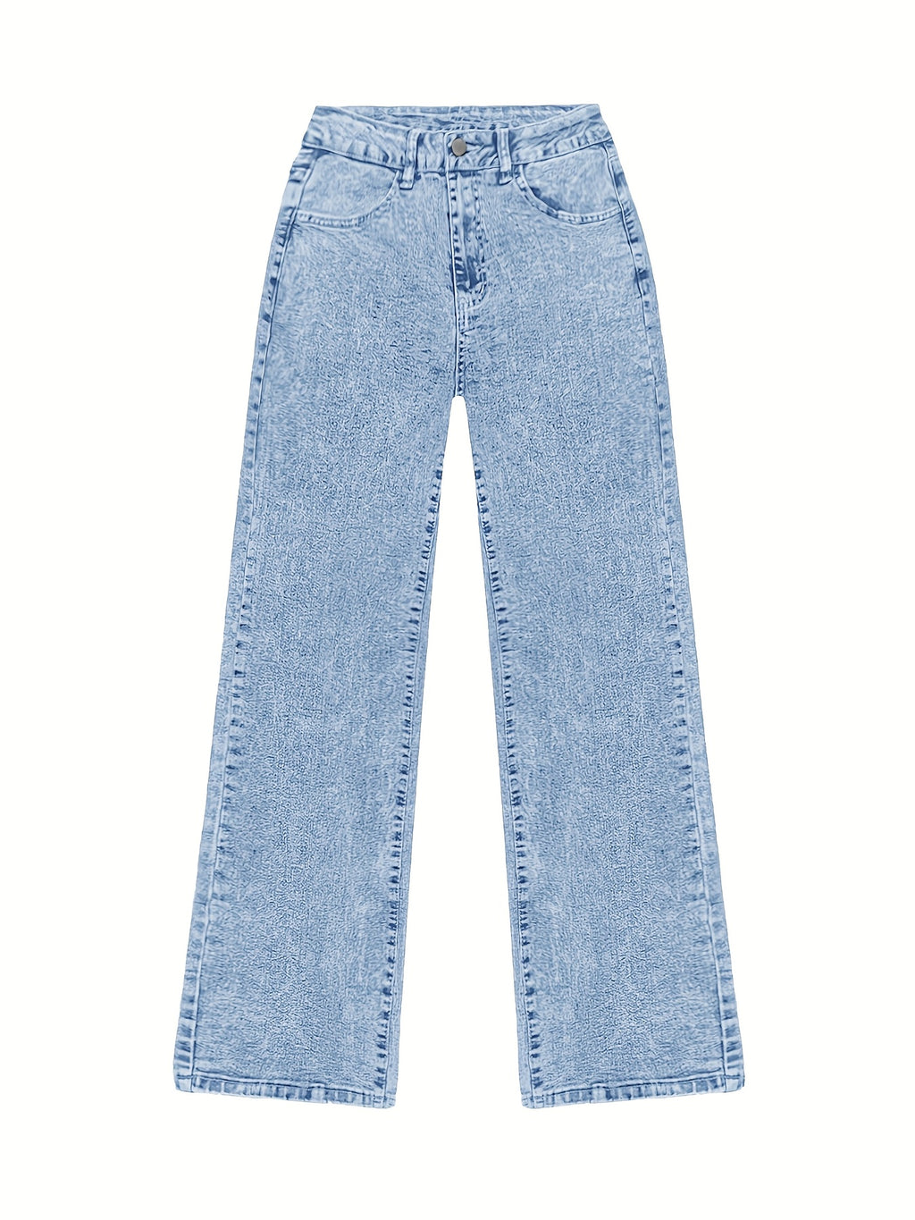Calças jeans femininas 2025 novas, pernas largas e retas com lavagem ácida azul claro, controle de barriga, cintura alta, confortáveis, bolsos, elegantes para viagens, trabalho ou escritório