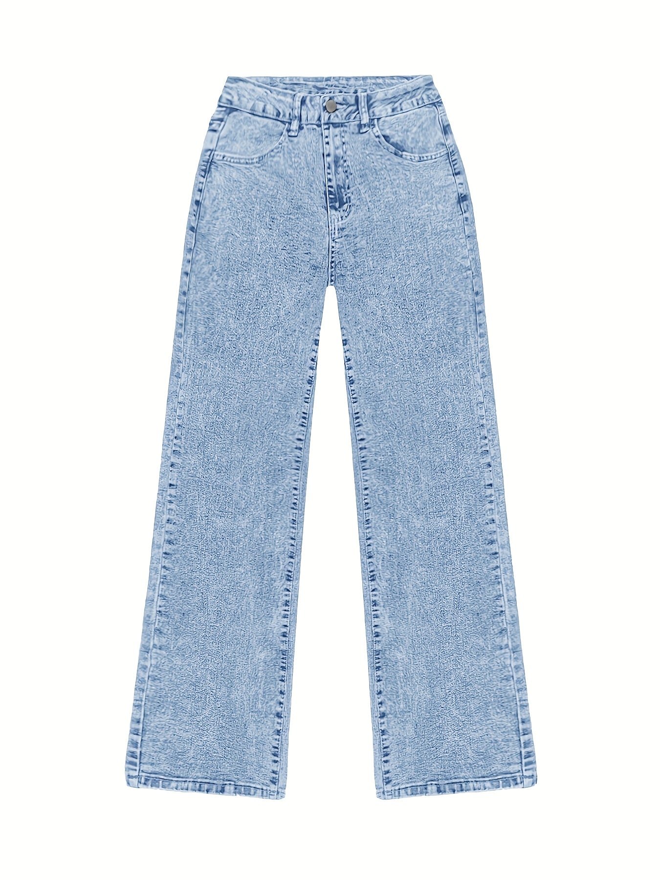 Calças jeans femininas 2025 novas, pernas largas e retas com lavagem ácida azul claro, controle de barriga, cintura alta, confortáveis, bolsos, elegantes para viagens, trabalho ou escritório