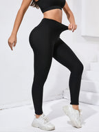 Calças Justas de Cintura Subida para Mulher - Tecido Opaco, Calças Laváveis à Máquina para Looks Diários e Formais - Calças Elegantes para Escritório, Festa, Casual - Essenciais de Roupa de Outono/Inverno, Leggings de Cintura Subida, Roupa Versátil, Padrão de Grelha, laváveis máquina, calças justas mulher, legging cintura subida, roupa outono inverno