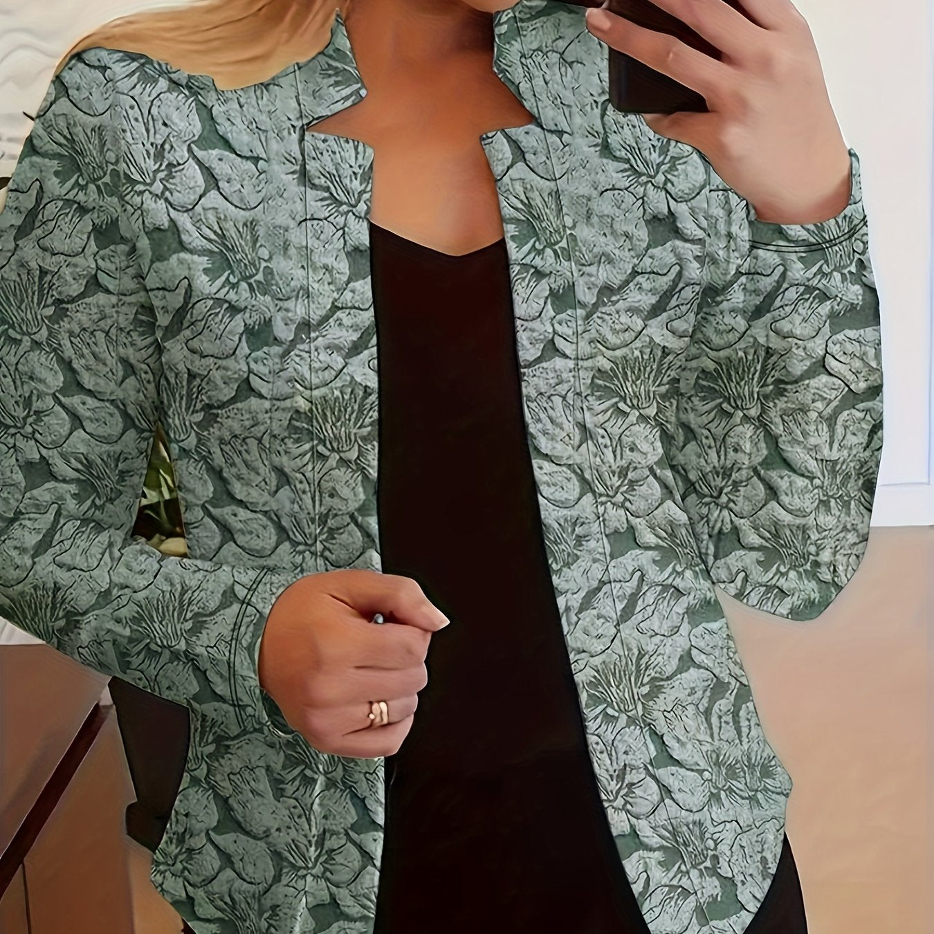 Vintage Floral Knit Blazer - Effortless Charm for Every Day