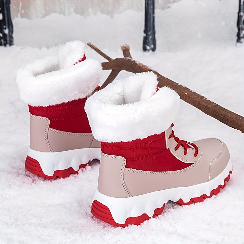 Botas de neve grossa para inverno, sapatos masculinos e femininos quentes em veludo, antiderrapantes, tamanho grande, cano alto para uso externo