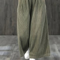 Wide-Leg Corduroy Pants with Elastic Waist and Pockets