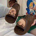 XIXITIAO Sandálias de dedo aberto para mulher com desenho de urso de desenho animado fofinho - Chinelos casuais confortáveis e leves para casa e atitude casual, com design de dedo aberto, antiderrapante