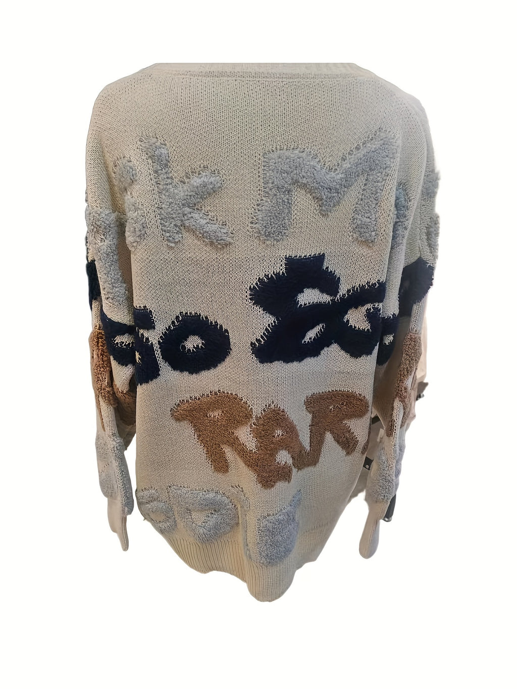 Cardigan de botão com padrão de letras, cardigan casual de manga longa para outono e inverno, roupas femininas