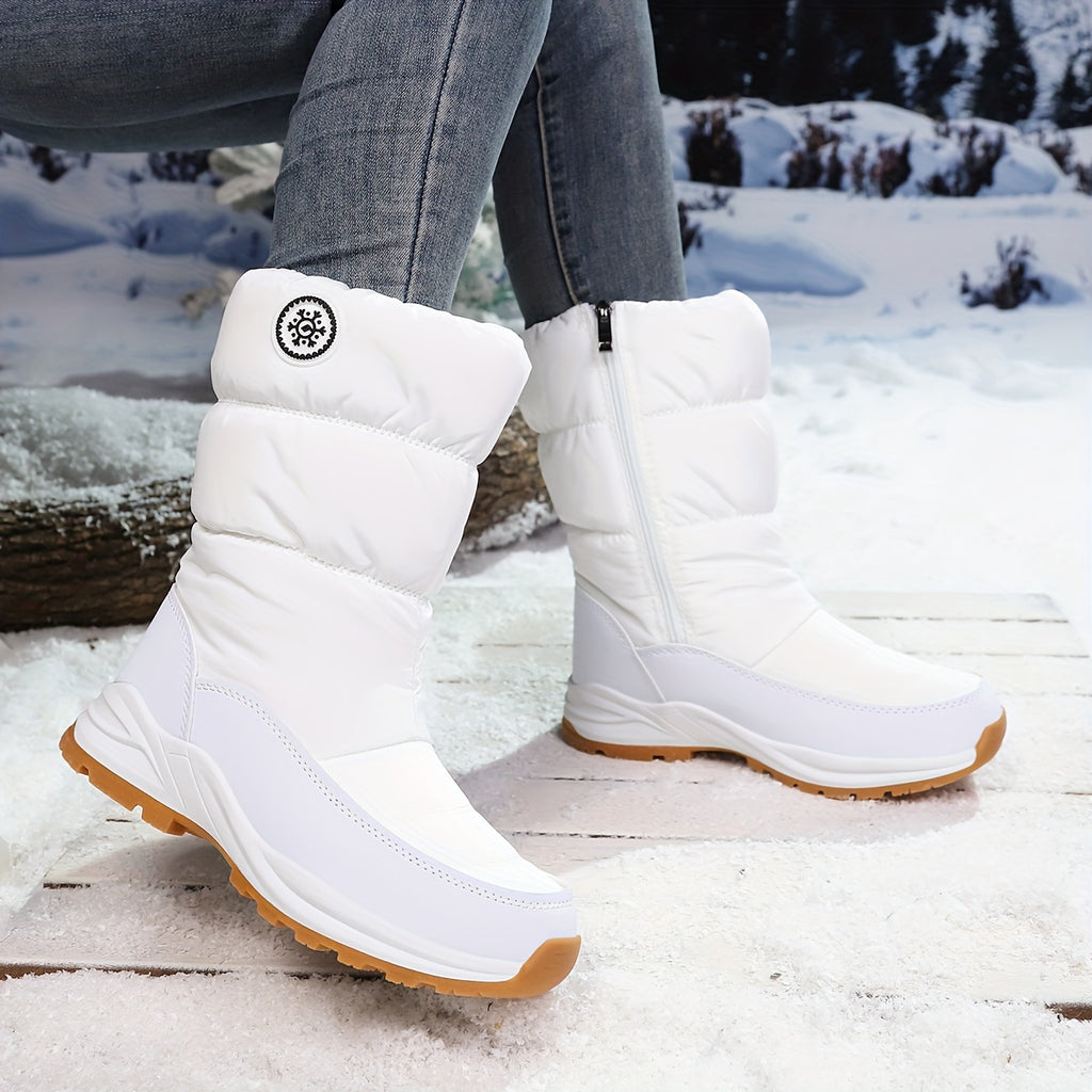 Botas de Neve de Inverno para Mulher - Botas Térmicas Isoladas para Clima Frio com Sola TPR Antiderrapante, À Prova de Vento e de Alta Qualidade - Botas de Meia-Perna para Clima Frio com Palmilha Acolchoada