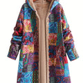 Vibrant Paisley & Floral Hooded Fleece Coat - Women's Outerwear