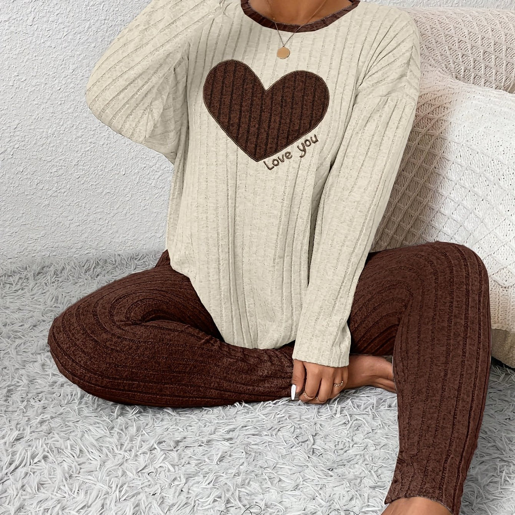 Elegant Heart Loungewear Set - Cozy Minimalist Design