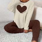 Elegant Heart Loungewear Set - Cozy Minimalist Design