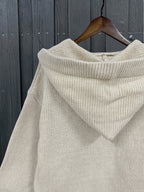 Casaco de Inverno Feminino com Capuz e Estampa Xadrez Highland Cow, Fechamento em Botões & Bolso no Peito - Sobretudo Oversized para Outono/Inverno, Design Rústico Aconchegante com Padrão Animal Inspirado em Ovelha