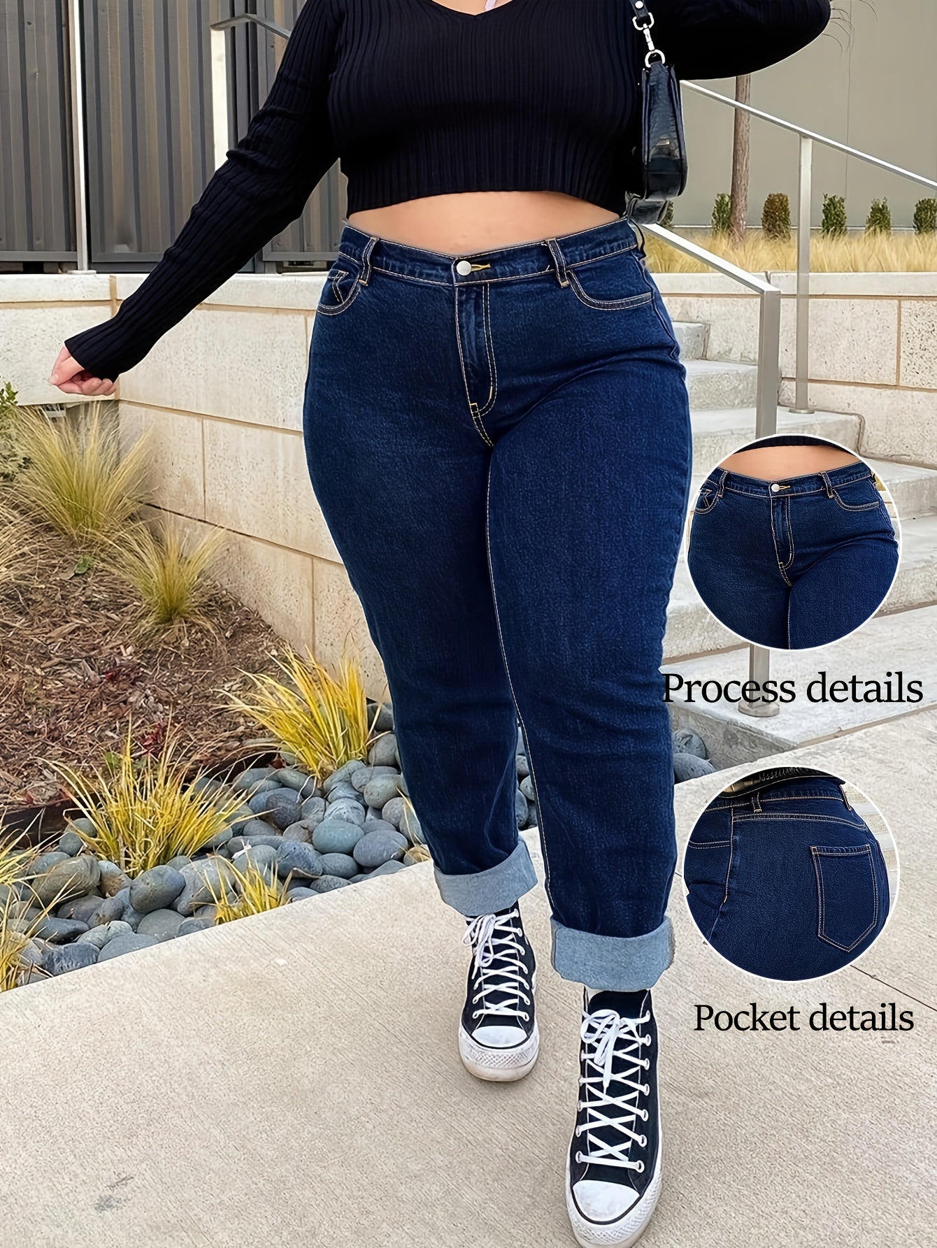 Calças Retas Elásticas Plus Size para Mulheres