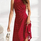 Navy Sleeveless Heart Print Dress - Elegant & Versatile