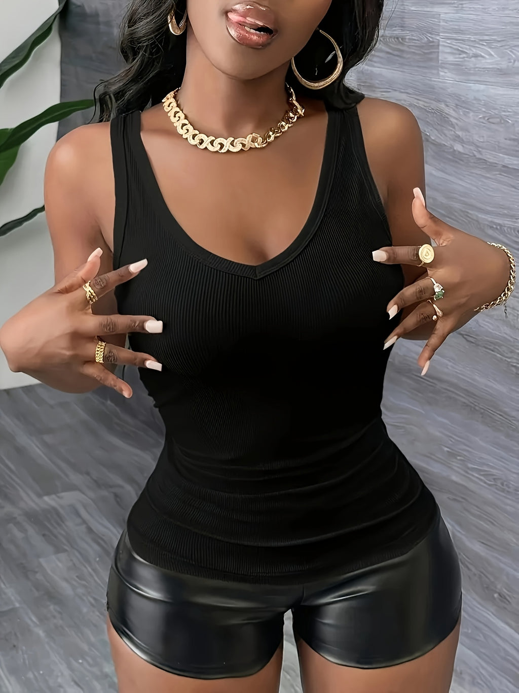 Conjunto de 3 Peças de Colete Feminino Casual com Decote em V e Cor Sólida Confortável