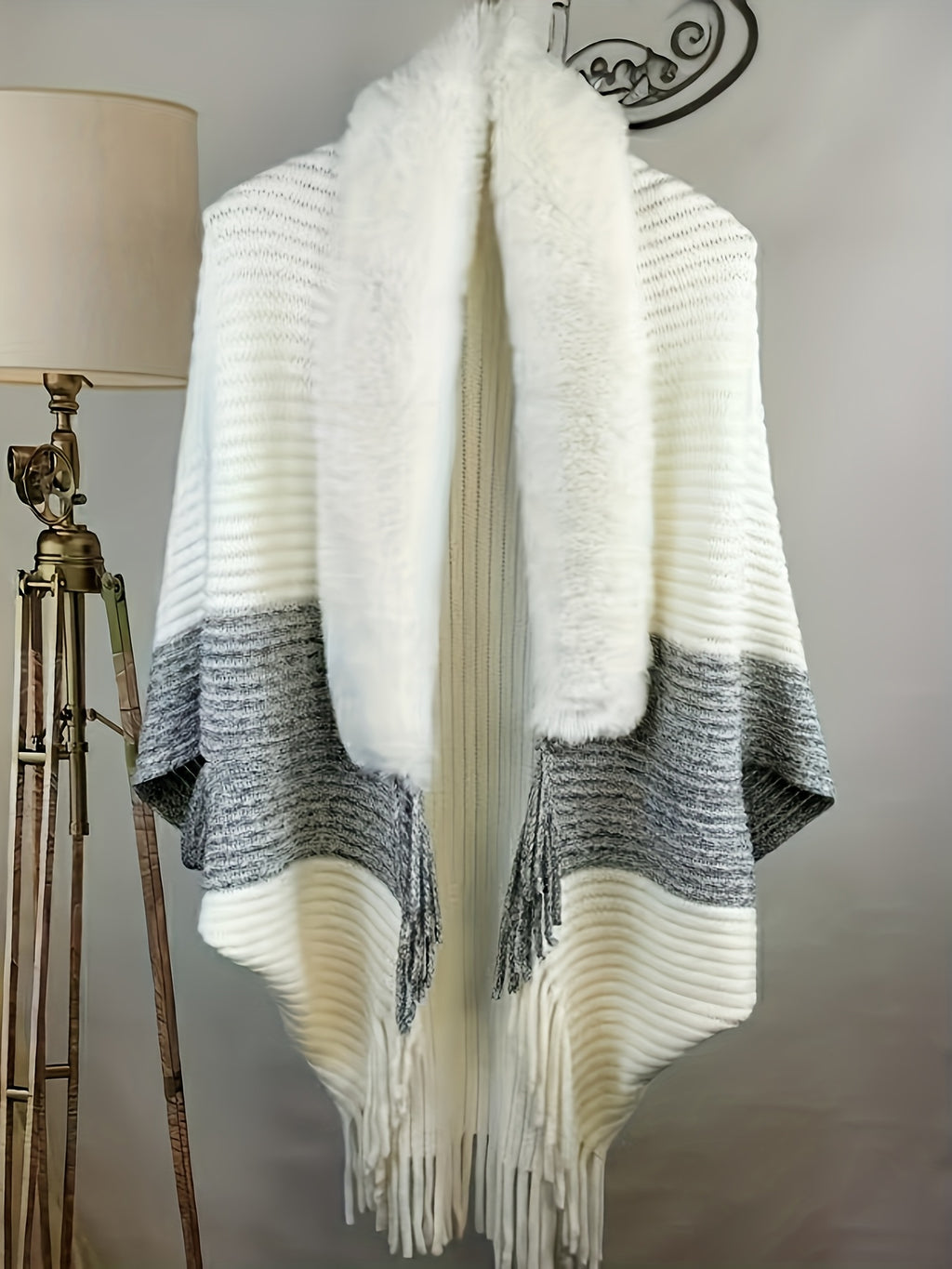 Xaile Elegante Assimétrico Feminino - Cachecol de Inverno Macio e Quente com Rosa Pastel/Roxo, Xaile Formal e para o Dia a Dia para Todas as Estações para Festas, Roupa Casual - Acessório de Moda Feminino de Fácil Cuidado, Acessório de Festa, Cobertura Elegante, Padrão Geométrico