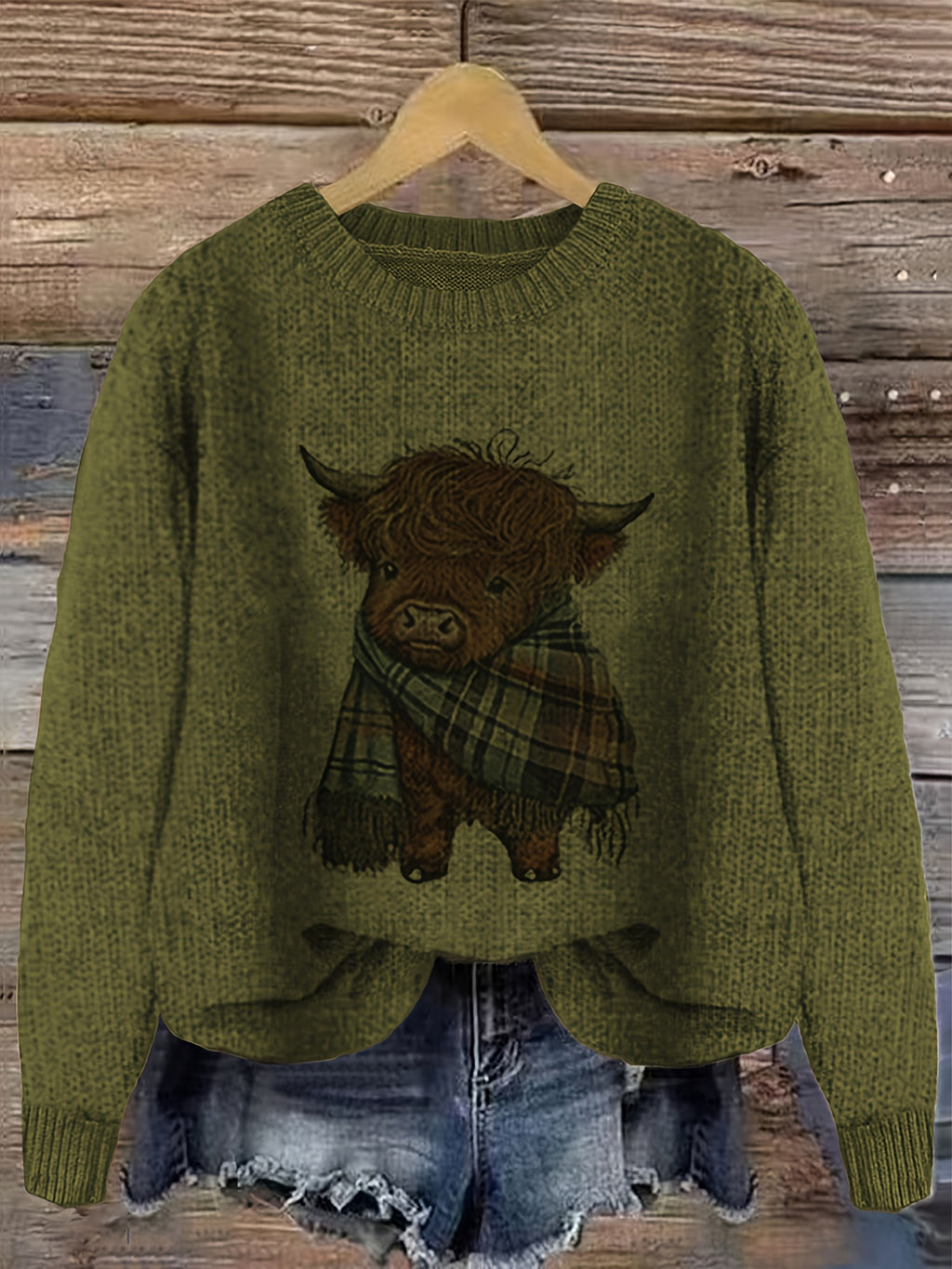 Blusa Casual de Gola Redonda com Estampa de Animais em Cores Contrastantes e Tecido Solto