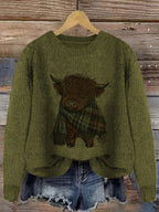 Blusa Casual de Gola Redonda com Estampa de Animais em Cores Contrastantes e Tecido Solto