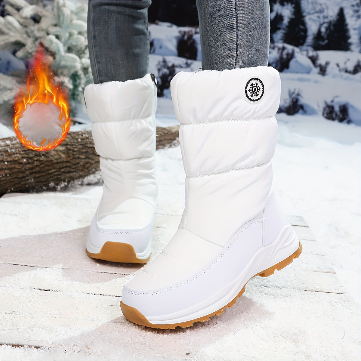 Botas de Neve de Inverno para Mulher - Botas Térmicas Isoladas para Clima Frio com Sola TPR Antiderrapante, À Prova de Vento e de Alta Qualidade - Botas de Meia-Perna para Clima Frio com Palmilha Acolchoada