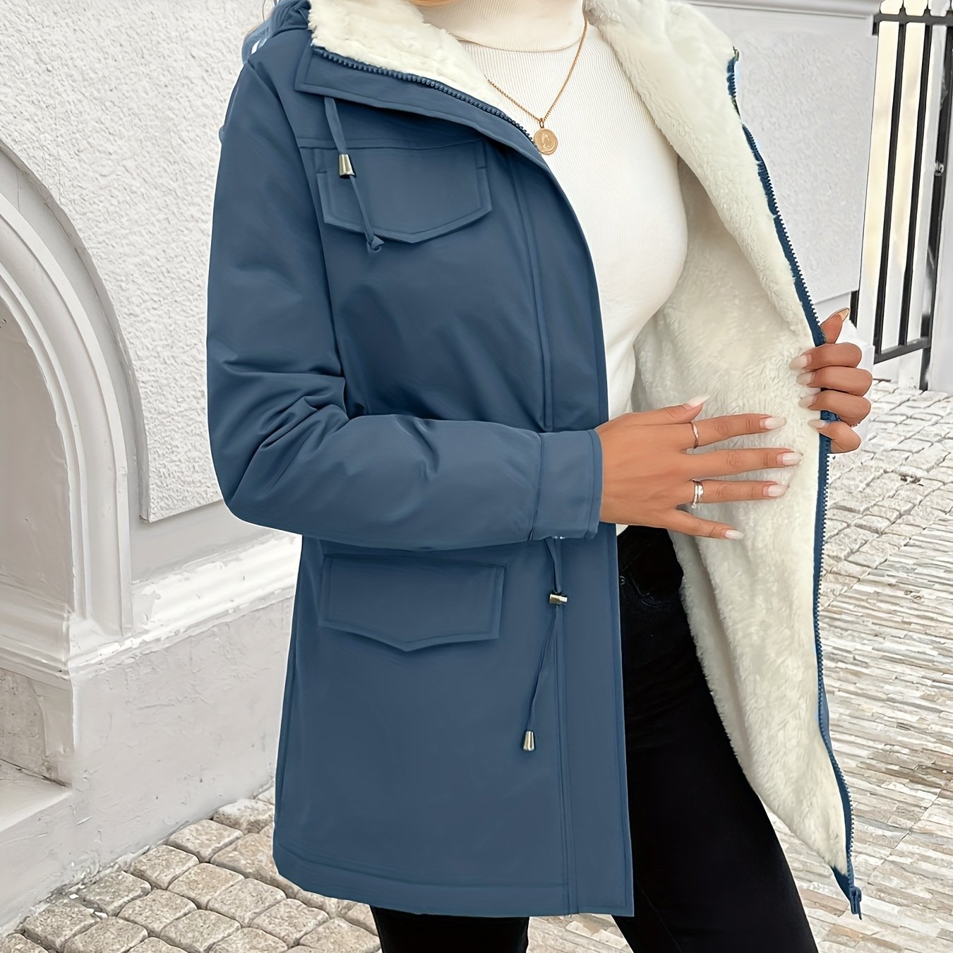 Elegant Hooded Women's Coat for Fall and Winter