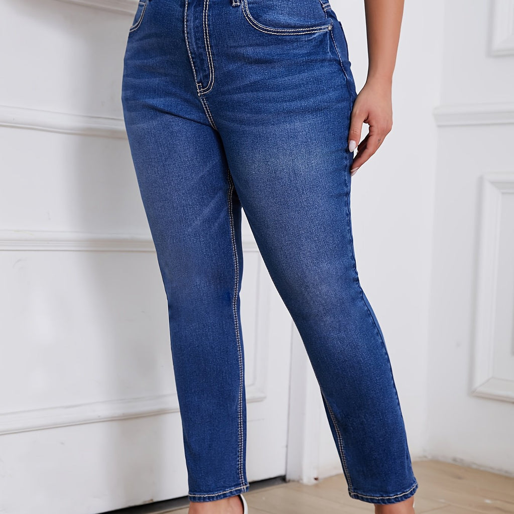 High-Waisted Stretch Denim Jeans - Plus Size Perfection