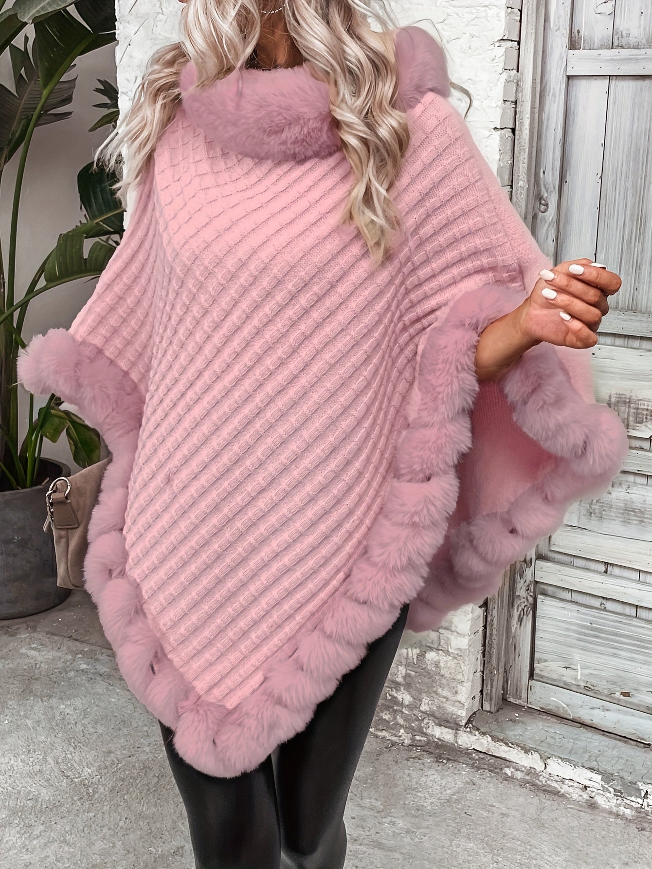 Casaco Capa Elegante Feminino com Gola em Pelo Sintético - Casaco de Inverno Macio com Acabamento em Pelo Felpudo, Roupa Exterior Chic para Todas as Estações, para Uso Diário e Eventos Formais