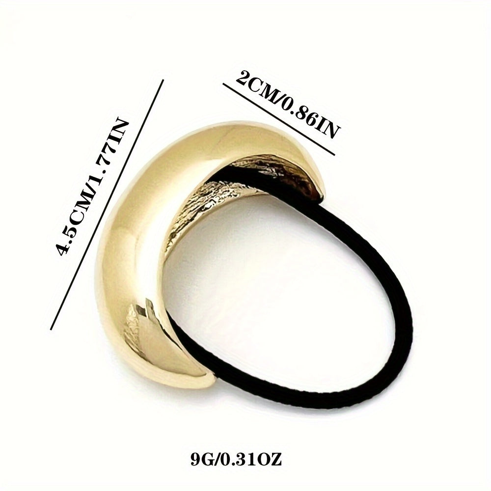 Conjunto de 3 peças de cordão de cabelo oco em liga dourada, design elegante e minimalista com detalhe de renda, cor sólida, para o festival de Natal, adequado para idades a partir dos 14 anos.