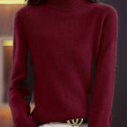 Chic High-Neck Women's Knit Sweater - Soft & Warm Essential