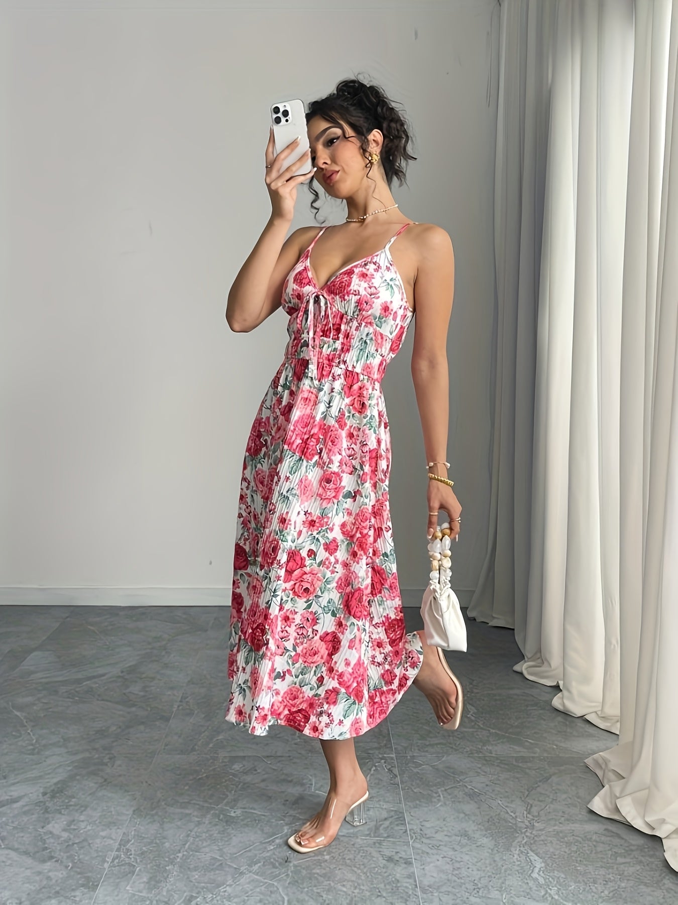 Chic Sleeveless A-Line  with Spaghetti Straps