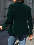 Jaqueta Feminina Elegante de Manga Longa com Botões Únicos - Casaco Sobretudo de Gola Tailored em Linha H, Lavagem à Mão, Uso Profissional e Formal para Todas as Estações, Clássico para Trajes de Negócios (Sem Cinto)