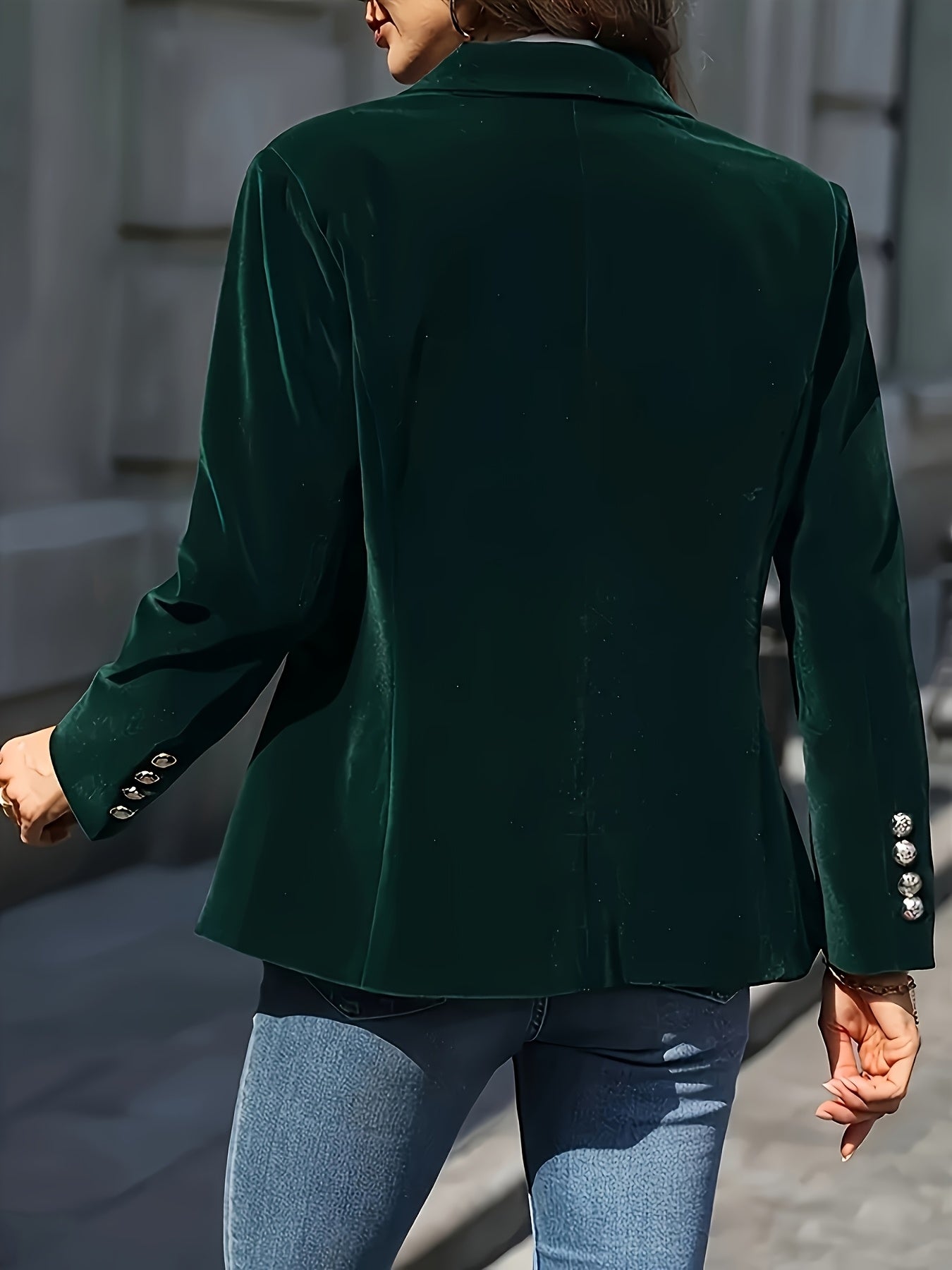 Jaqueta Feminina Elegante de Manga Longa com Botões Únicos - Casaco Sobretudo de Gola Tailored em Linha H, Lavagem à Mão, Uso Profissional e Formal para Todas as Estações, Clássico para Trajes de Negócios (Sem Cinto)