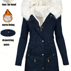 Elegant Women's Winter Coat with Faux Fur Hood