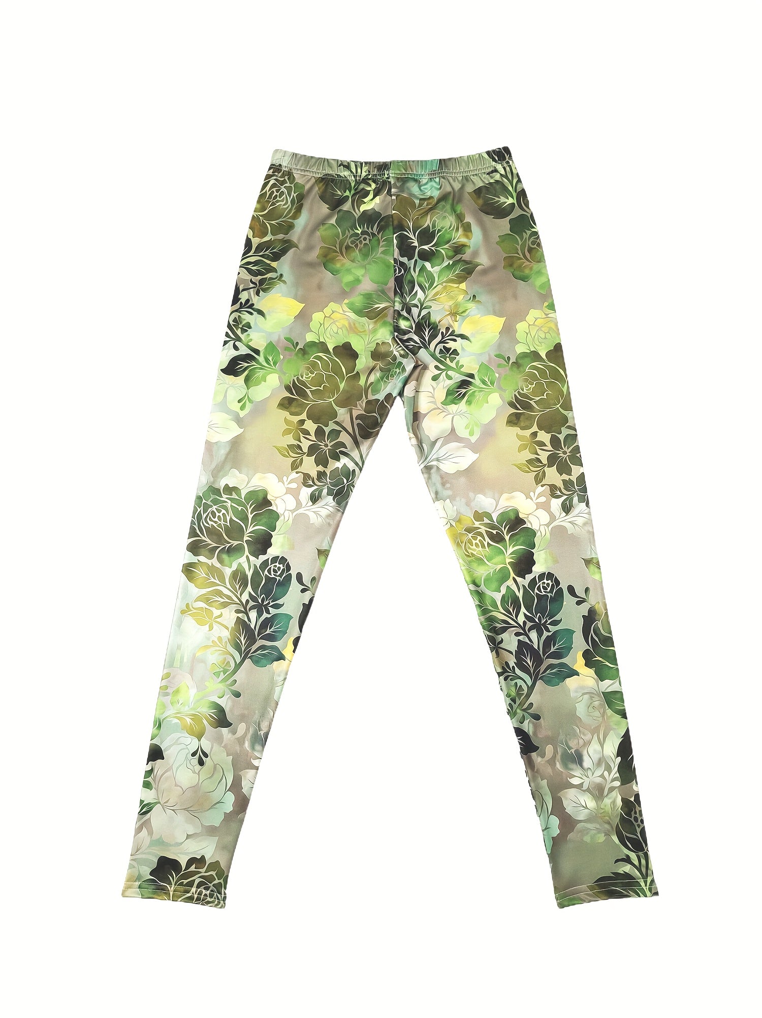 Leggings de Mulher com Estampado Floral - Elásticas, Cintura Elástica, Estilo Vintage, Conforto para Todas as Estações, Casual & Elegantes para Roupa Casual, Roupa Confortável | Leggings Estilo Vintage | Tecido Elástico