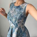 Elegant Floral Maxi Dress with Balloon Sleeves