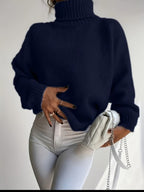 Blusa Feminina Elegante de Gola Redonda - Suéter Macio e Quente de Cor Sólida para Inverno, Lavável na Máquina, Tops Aconchegantes para Outono e Inverno, Versátil para Looks Casuais ou Sofisticados, Suéter Simples para Jeans/Vestidos/Saias