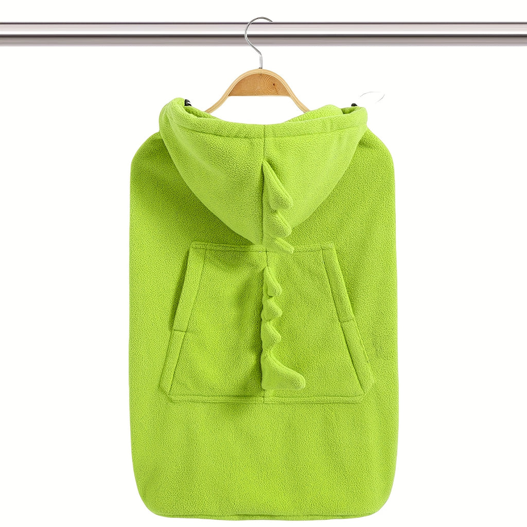 1pc Cobertor de Transporte de Bebê Macio e à Prova de Vento - Design de Dinossauro de Desenho Animado Fofo, Multiuso para Carrinhos e Transportadores de Bebês, Bolso de Aquecimento de Mão Frontal, Tecido de Poliéster Leve, Uso em Todas as Estações, Essenciais de Viagem | Impressão de Dinossauro | Textura de Tricô