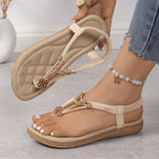 Sandálias Elegantes Boho Chic para Mulheres - Chinelos com Alça Elástica em T, Abertas na Frente, Design Trançado Branco, Confortáveis para Uso Diário