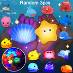 Conjunto de Brinquedos de Banho Flutuantes e Luminosos de 1/3/5/7/10 unidades | Brinquedos Educativos Coloridos Aleatórios para Crianças, Presente Perfeito de Aniversário, Natal, Páscoa, Material de PVC, Bateria de Botão Não Recarregável, Diversão na Banheira e na Duche