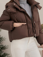 Casaco Leve com Capuz para Mulher - Casaco de Inverno Quente com Fecho de Zíper Completo, Gola Alta, Exterior - Roupa Exterior de Fácil Cuidado para Clima Frio para Uso Diário e Formal, Casaco de Inverno, Roupa Casual de Inverno, Design de Gola Alta, Roupa de Inverno Durável, Moda de Outono