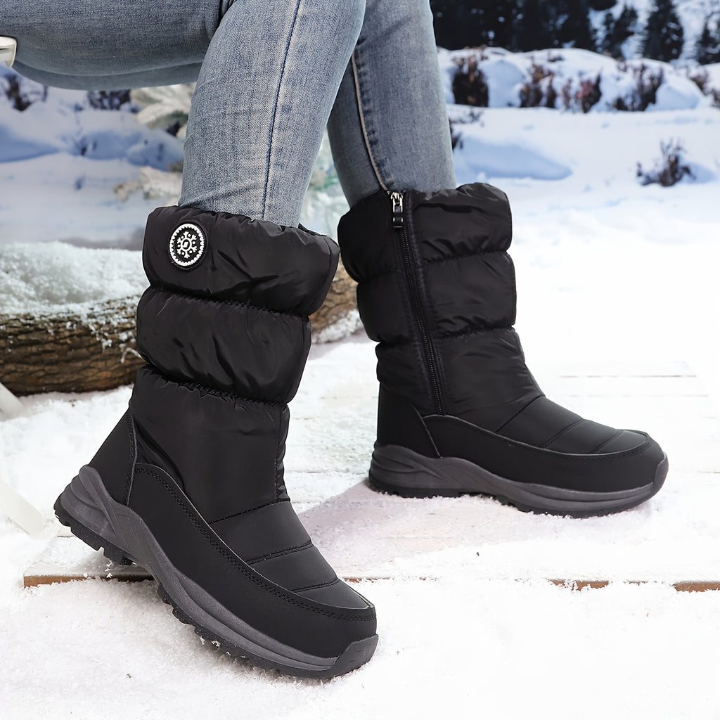 Botas de Neve de Inverno para Mulher - Botas Térmicas Isoladas para Clima Frio com Sola TPR Antiderrapante, À Prova de Vento e de Alta Qualidade - Botas de Meia-Perna para Clima Frio com Palmilha Acolchoada