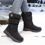 Botas de Neve de Inverno para Mulher - Botas Térmicas Isoladas para Clima Frio com Sola TPR Antiderrapante, À Prova de Vento e de Alta Qualidade - Botas de Meia-Perna para Clima Frio com Palmilha Acolchoada