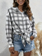 Camisa de Botões Oversize Feminina - Blusa de Manga Comprida e Corte Solto com Decote Quadrado, Tecido Opaco para Looks Diários e Formais - Transição Primavera/Outono, Roupa de Primavera Outono, Construção Durável, Topo Elegante, Roupa de Escritório