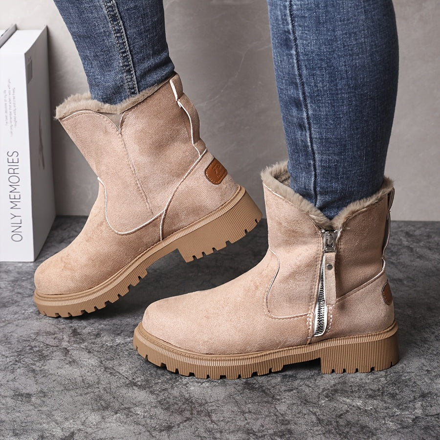 Botas de Neve Femininas com Forro Acolchoado para o Inverno - Parte Superior e Forro Grossos e Quentes, Sola Antiderrapante de Borracha, Estampa de Leopardo & Preto, Duráveis para Tração Externa no Inverno