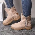 Botas de Neve Femininas com Forro Acolchoado para o Inverno - Parte Superior e Forro Grossos e Quentes, Sola Antiderrapante de Borracha, Estampa de Leopardo & Preto, Duráveis para Tração Externa no Inverno