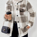 Plush Winter Jacket with High Elasticity Plaid