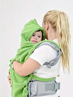 1pc Cobertor de Transporte de Bebê Macio e à Prova de Vento - Design de Dinossauro de Desenho Animado Fofo, Multiuso para Carrinhos e Transportadores de Bebês, Bolso de Aquecimento de Mão Frontal, Tecido de Poliéster Leve, Uso em Todas as Estações, Essenciais de Viagem | Impressão de Dinossauro | Textura de Tricô