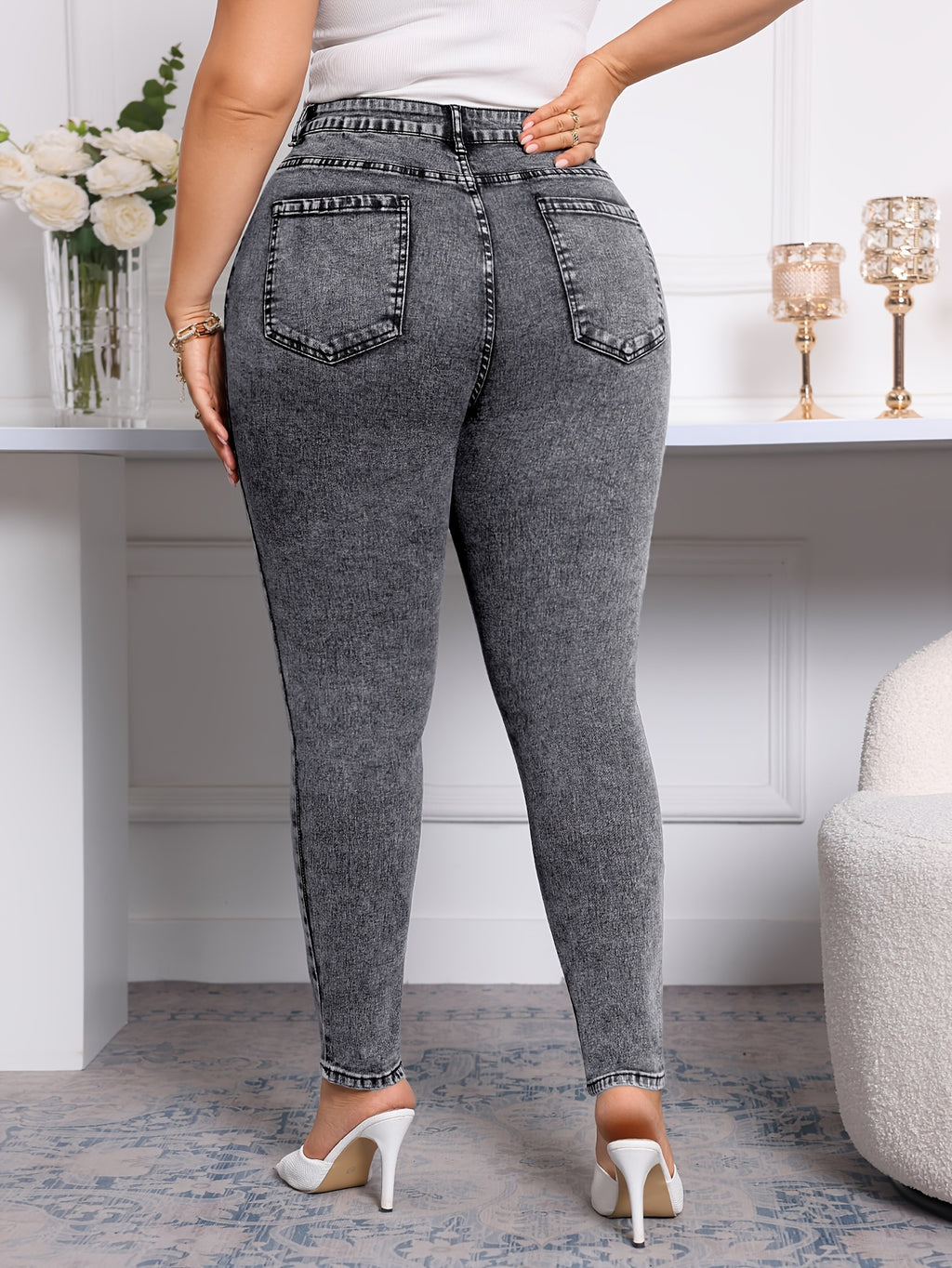 Jeans femininos oversized elásticos