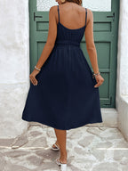 Chic Sleeveless A-Line  with Spaghetti Straps